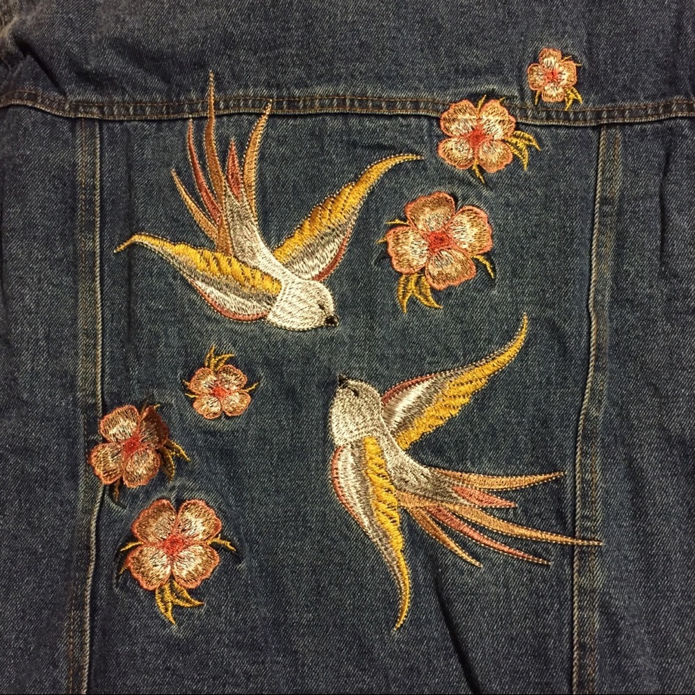 NWT Lunik Embroidered Bird Denim/Jean Jacket - Picture 3 of 6